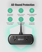 Power Strip with USB, SUPERDANNY Mini Surge Protector with 2 Wide-Spaced Outlets - Image 7