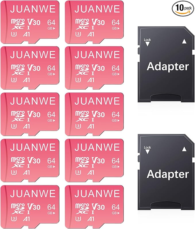 JUANWE 10 Pack 64GB Micro SD Card 64 GB Memory Card MicroSDXC SD Card 64GB TF by JUANWE
