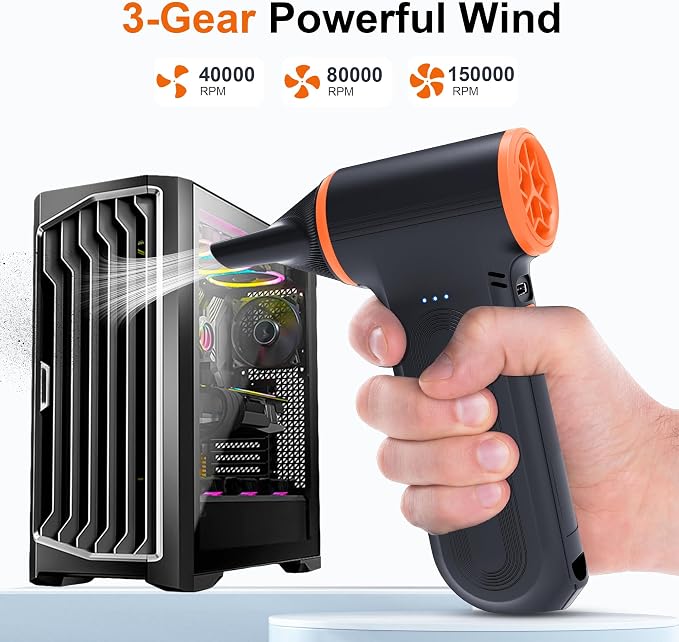 X117 Compressed Air Duster-150000RPM Super Power Electric Air Duster, 3-Gear - Image 4