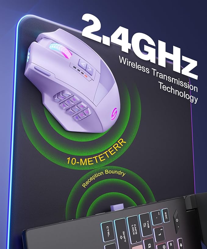 UtechSmart Venus Pro Wireless MMO Gaming Mouse, 000 DPI Optical Sensor - Image 3