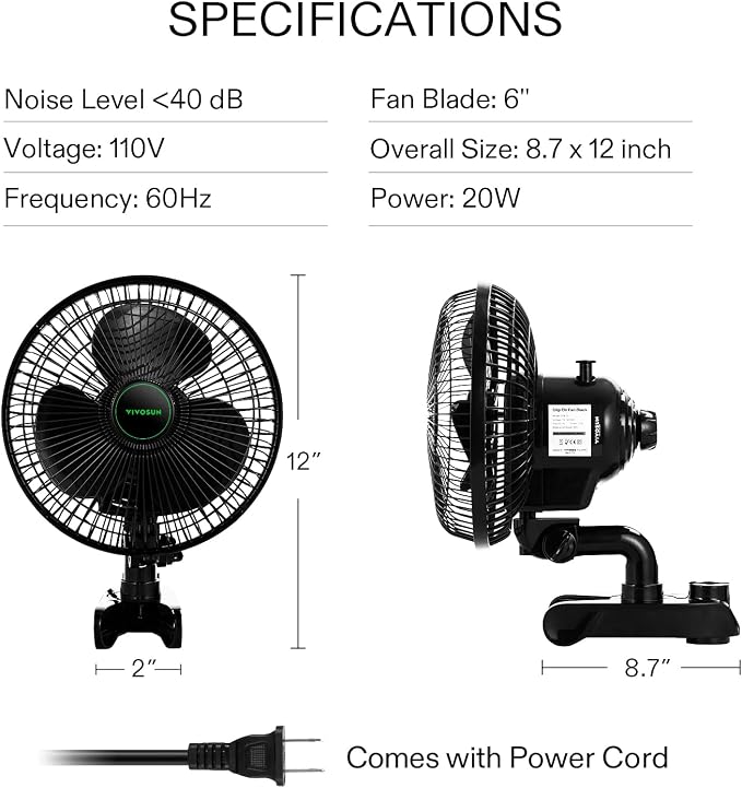 VIVOSUN AeroWave A6 6-Inch Clip-on Fan, Patented Portable Indoor Fan - Image 7