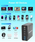Aluminum Alloy 260W USB C Charger GaN Fast USB C Charging Station 7 Ports 65W - Image 5