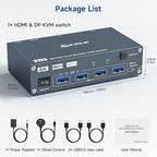 HDMI Displayport Hybird KVM Switch 2 Monitors 2 Computers 8K@60Hz 4K@144Hz - Image 9