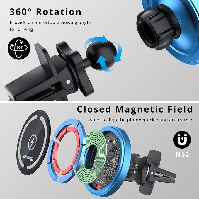OHLPRO for iPhone16 Magsafe Car Mount Charger, 15W Fast Charging Dashboard - Image 6
