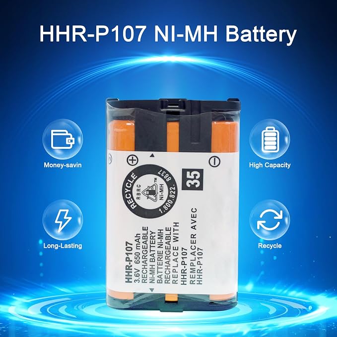 4Pack HHR-P107 NI-MH Rechargeable Battery 3.6V 650mAh - Image 5