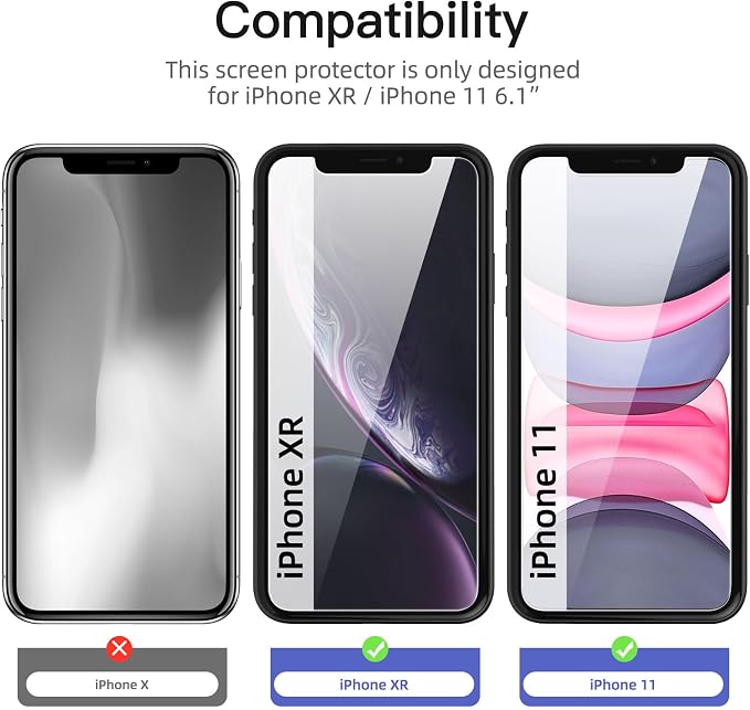 NEW'C 3 Pack Privacy for iPhone 11, iPhone XR Screen Protector, Enhanced - Image 2