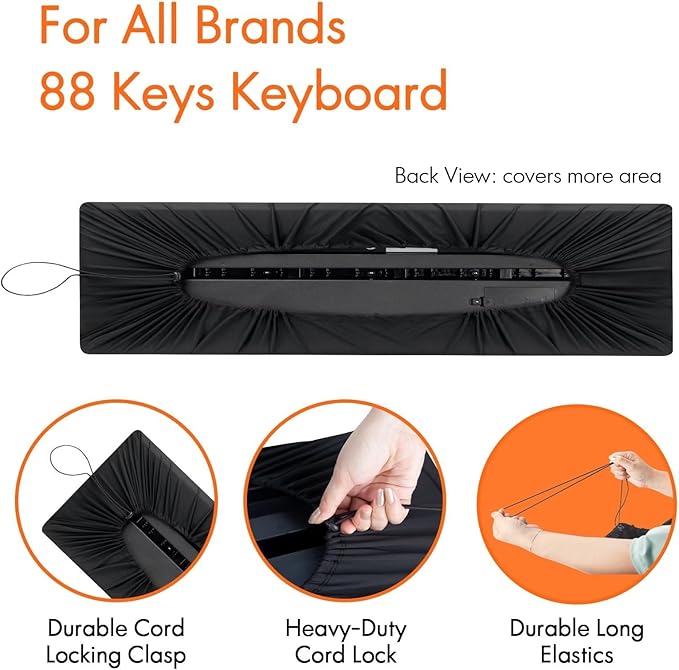 88 Keys Piano Keyboard Dust Cover, Music Dirt Proof Stretchy Electronic - Image 2