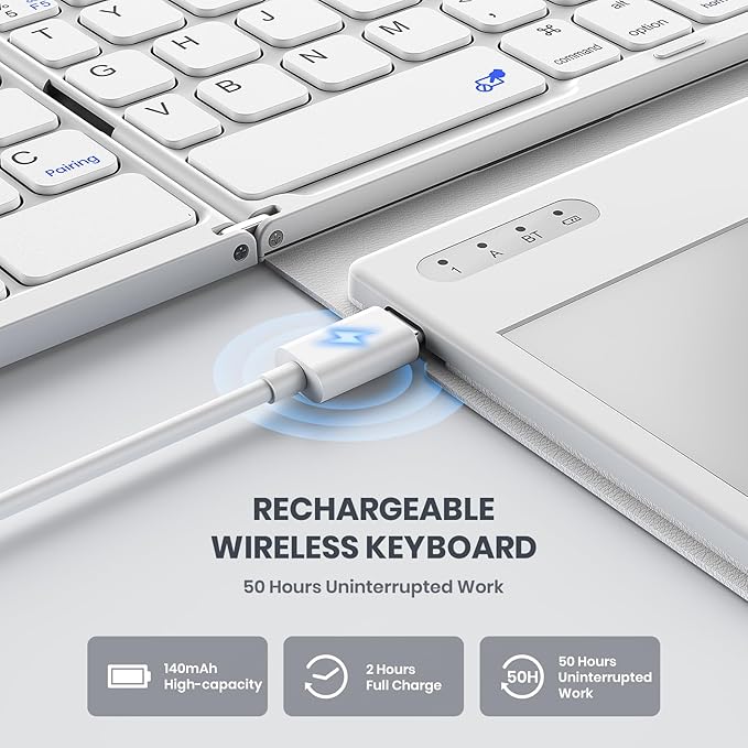 Foldable Bluetooth Keyboard, Portable Full Size Folding Keyboard - Image 5