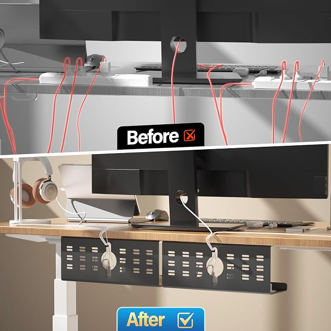 2 Pack Cable Management Under Desk Black, Cinati 32" Large Cable Management Tray - Image 5