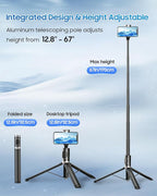 67" Selfie Stick Phone Tripod, All-in-1 Cell Phone Tripod - Image 2