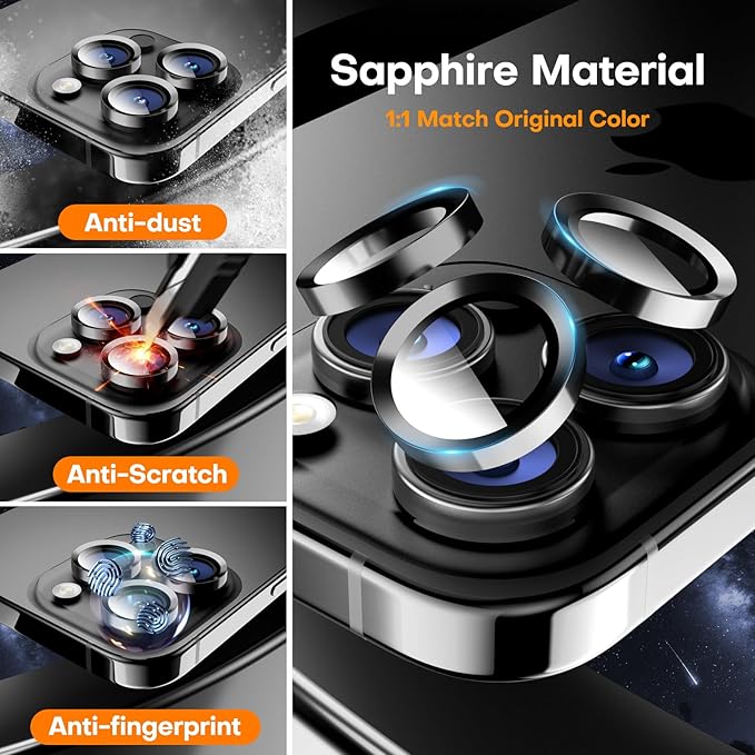 Camera Lens Protector for iPhone 16 Pro Max/16 Pro/15 Pro Max/15 Pro/14 Pro - Image 2
