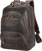 TIDING Men's Full Grain Leather Backpack Fits 16" Laptop, Vintage Business by TIDING