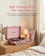 Vinyl Record Player with Bluetooth Output & Input, Treble & Bass Control - Image 3