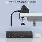 45W Fast Charging Station, Desk Clamp Power Strip, 4 PD USB-C Ports, 5 AC - Image 7