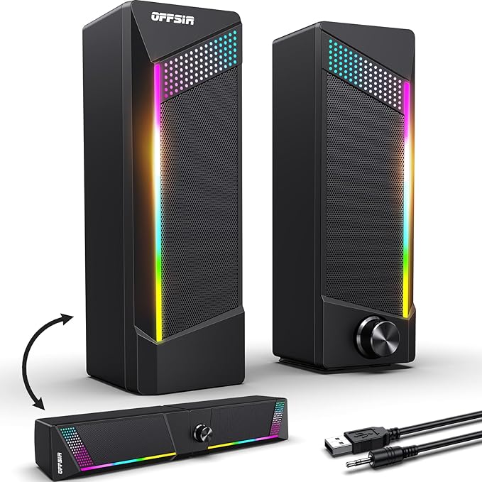 Computer Speakers, 2 in 1 PC Speaker, Gaming Speakers by OFFSIR