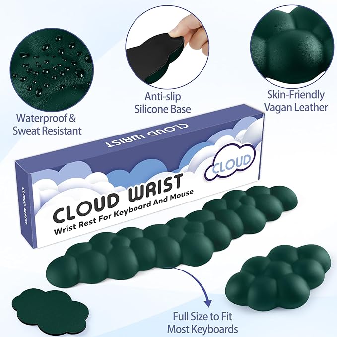 Cloud Wrist Rest for Keyboard and Mouse, Memory Foam PU Leather Keyboard Wrist - Image 5