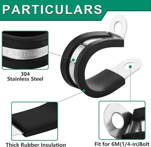 30pcs 3/16 Inch Cable Clamp, 304 Stainless Steel Rubber Coated Cushioned - Image 2