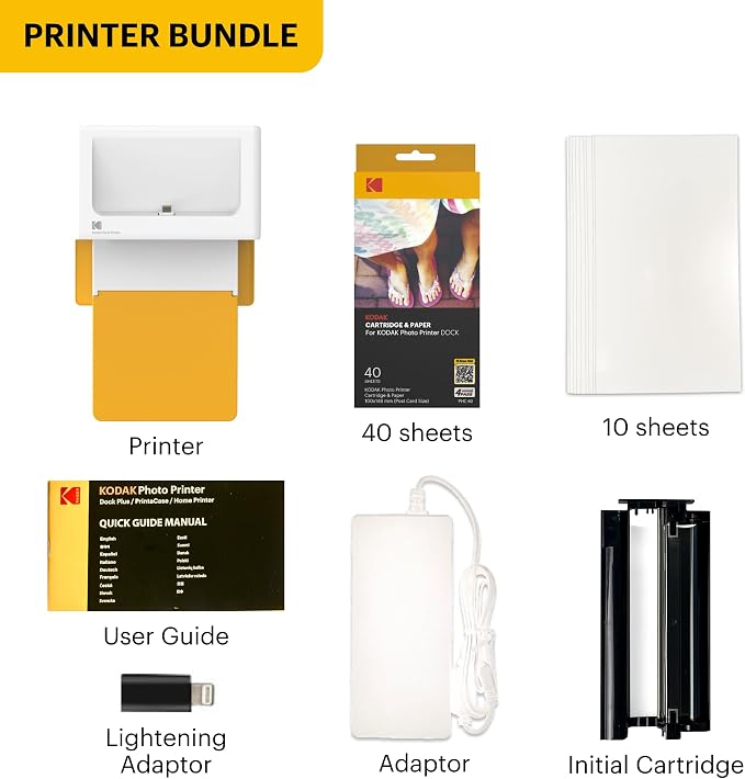 KODAK Dock Plus 4PASS Instant Photo Printer, 4x6 inches, 50 Sheets Bundle - Image 6