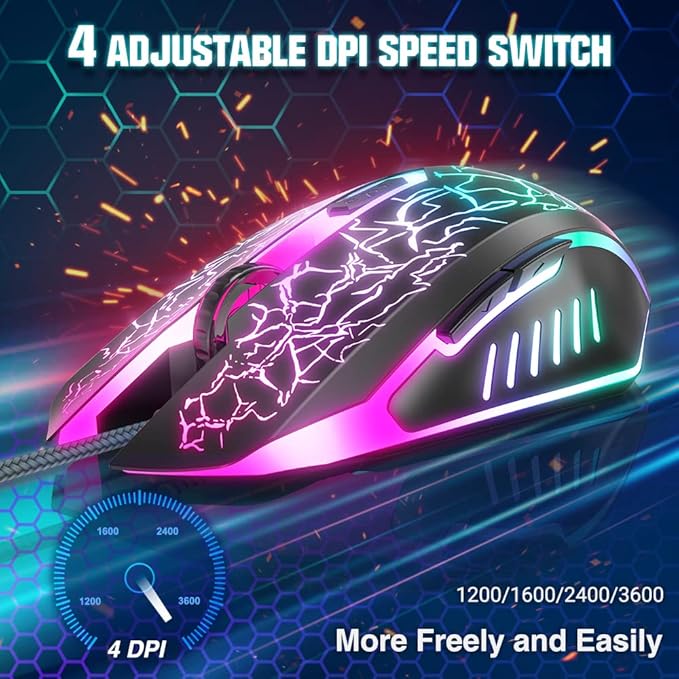 BENGOO Gaming Mouse Wired, Ergonomic Gamer Laptop PC Optical Computer Mice - Image 2
