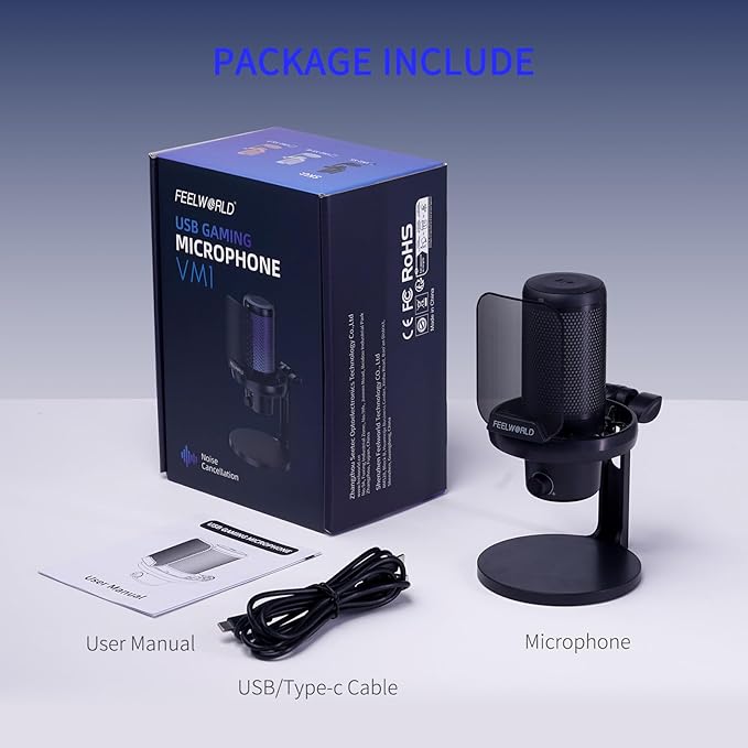 FEELWORLD VM1 Gaming PC USB Microphone Condenser Mic - Image 7