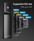 ORICO M.2 NVMe SATA SSD Enclosure Adapter Tool-Free, USB C 3.2 Gen 2 10Gbps NVMe - Image 4