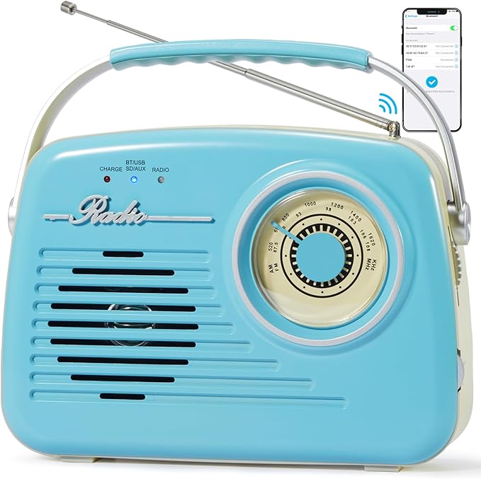 Portable Am Fm Radios, Radio Bluetooth Support Battery Operated and Plug in Wall by BingxueRadio