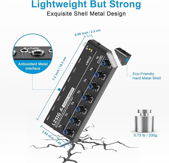 LZSIG Mini Audio Mixer, Stereo Line Mixer - Image 6