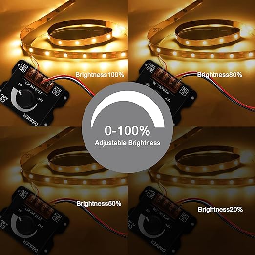 MEIRIYFA LED Light Strip Dimmer, DC 12V-24V 30A LED Light Strip Dimmer PWM - Image 4