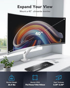 HUANUO Single Monitor Arm for 40 inch Screens, Ultrawide Computer Monitor Mount - Image 3