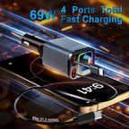 Retractable Car Charger, 4 in 1 Fast Charging USB-C & USB-A Compatible - Image 9