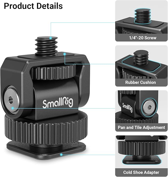 SmallRig 1/4" Mini Ball Head Cold Shoe Mount Adapter - Image 4