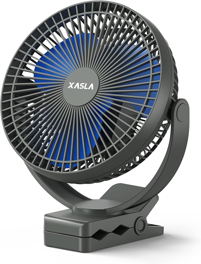 xasla 10000mAh Portable Rechargeable Clip on Fan, 8 inch Battery Operated Fan by XASLA
