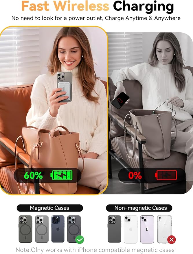 Magnetic Portable Charger, 10000mAh Wireless Power Bank - Image 3