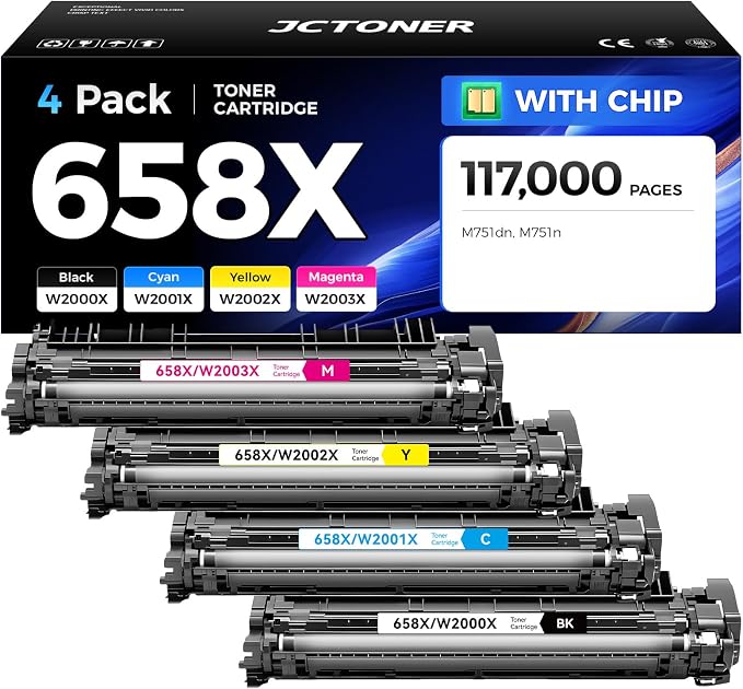 658X Toner Cartridge Set 4-Pack High Yield Replacement by JCTONER