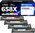 658X Toner Cartridge Set 4-Pack High Yield Replacement by JCTONER