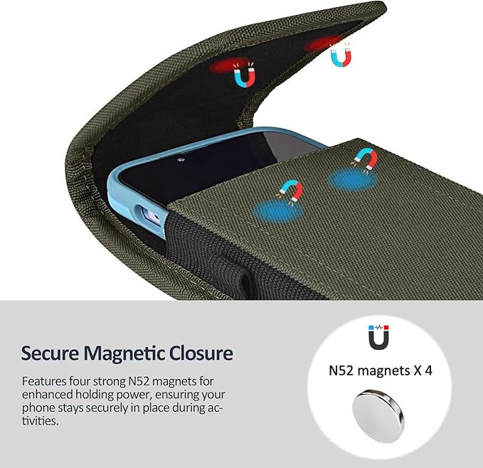 Phone Holster for Belt with Metal Clip and Magnetic Closure Compatible with - Image 3
