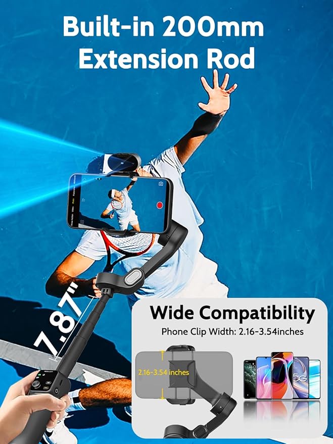 3-Axis Gimbal Stabilizer for iPhone & Android, NO APP AI Tracking, 7.8' - Image 4