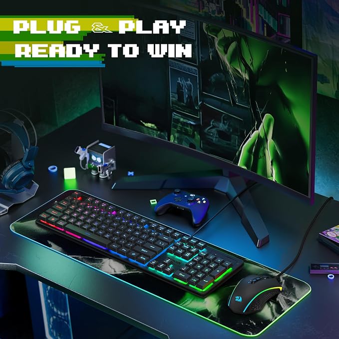 Redragon Updated S107 Gaming Keyboard and Mouse, RGB Gaming Keyboard and 10000 - Image 8