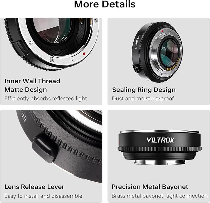 VILTROX EF-FX2 Pro Auto Focus Lens Adapter 0.71x Focal Reducer Speed Booster - Image 8