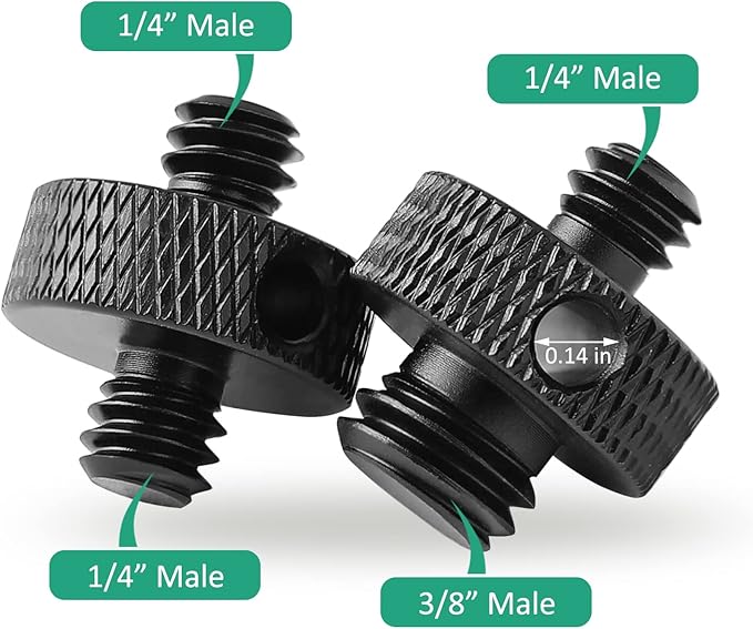 Camera Mount Screw 1/4" Male to 1/4" Male & 1/4" to 3/8" Tripod Screw Adapter - Image 2