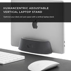HumanCentric Vertical Laptop Stand in Vegan Black Leather, Upright Adjustable - Image 2