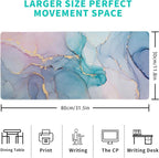 Teal Marble Extended Mouse Pad 31.5x11.8 Inch Turquoise Desk Marble Mousepad - Image 2