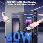 3-Pack Pink 60W USB C to USB C Cable, Type C Fast Charging Cable - Image 3