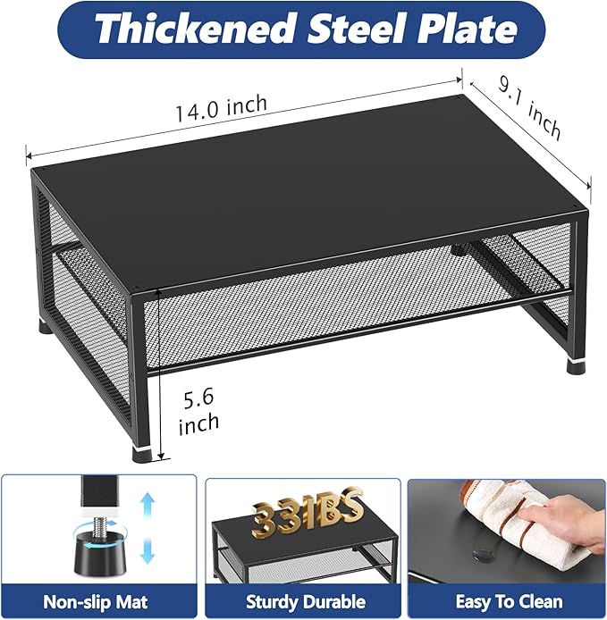 ECOLOVI 2-Tier Computer Monitor Stand Riser, Desk Organizer - Image 7