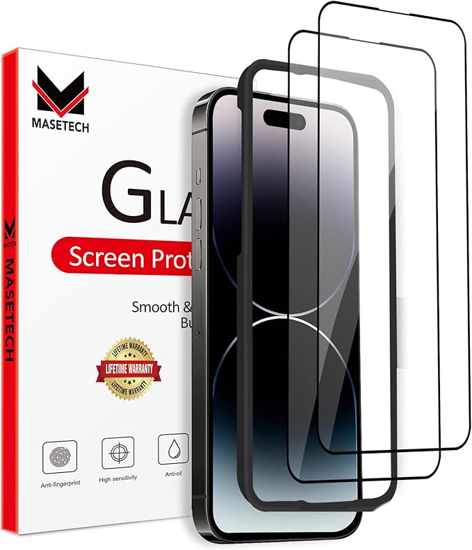 For iPhone 14 Pro Max Screen Protector Tempered Glass Compatible by MASETECH