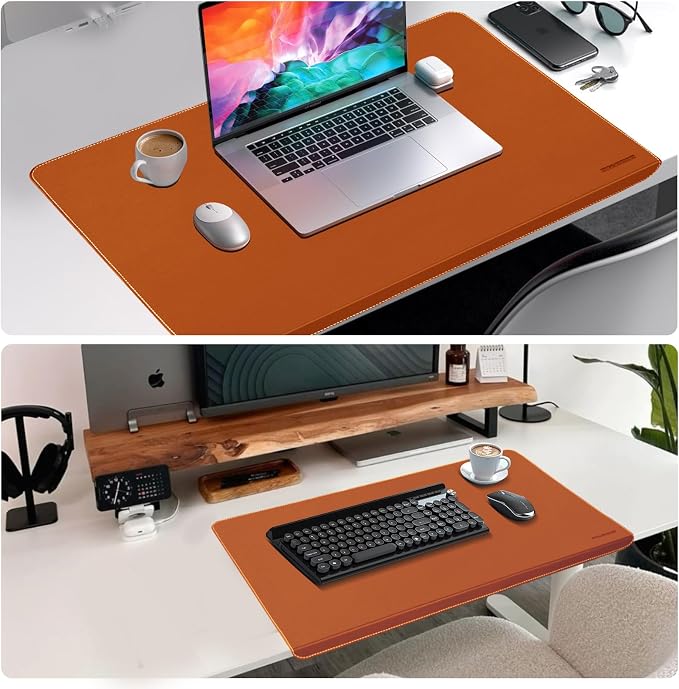 Desk Mat with Lip & Reinforced Stitched Edge|Non-Slip Waterproof PU Leather - Image 8