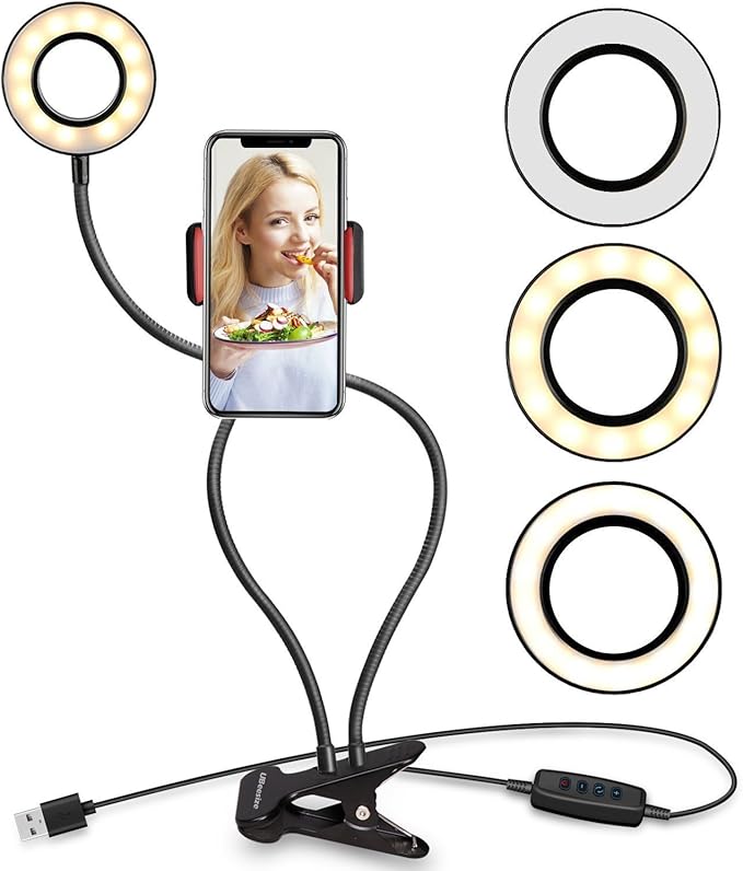 Webcam Light Stand for Live Stream, Selfie Ring Light - Image 4