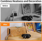 Cable Management Box, Hand-Woven Water Hyacinth Decorative Cord Organizer - Image 2