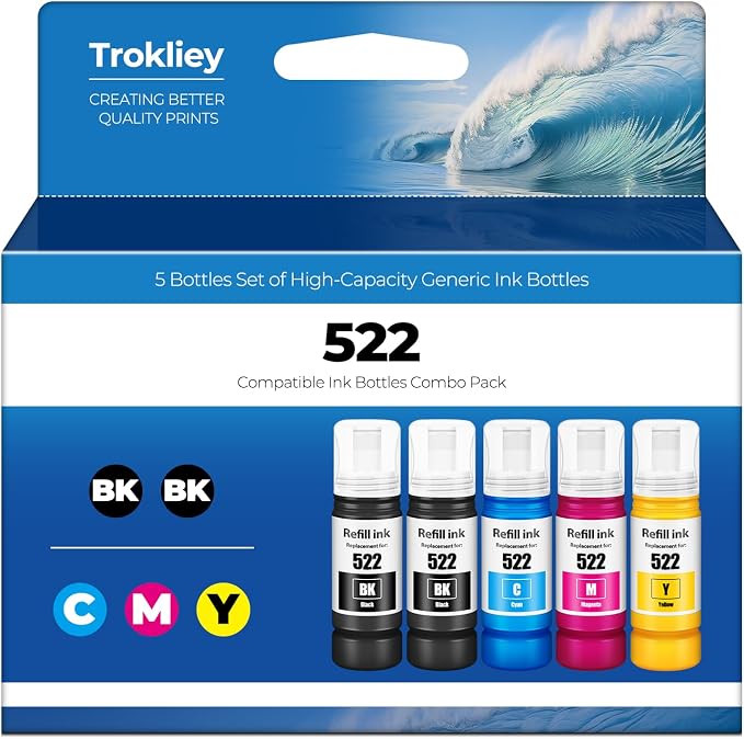 522 Ink Refill Bottles ET-2800 ET-4800 ET-2400 ET-2803 by Trokliey