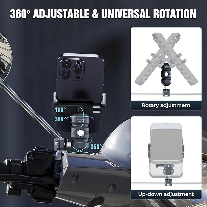 Anti-Theft Motorcycle Phone Mount, Aluminum Dual Socket Arm and U-Bolt Base - Image 4
